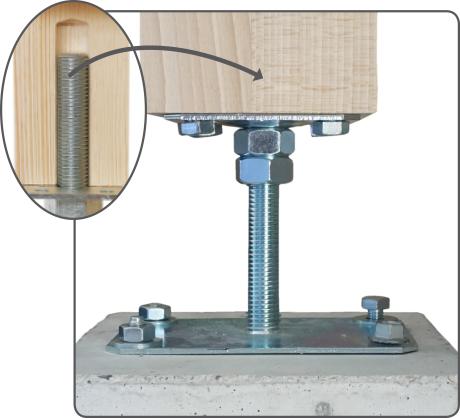 Pied de poteau réglable avec usinage M24 - ING Fixations - Fixations  professionnelles pour les menuisiers, charpentiers, plombiers, électriciens.