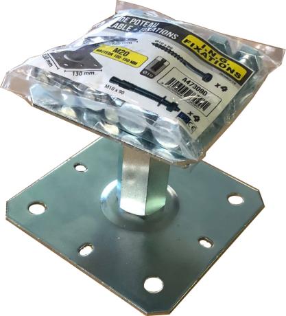 Pied de poteau r glable M20 ING Fixations Fixations