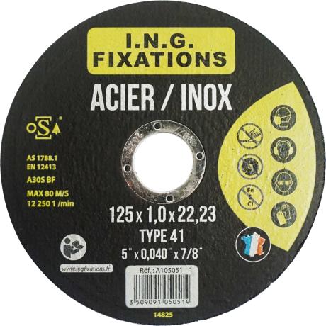 Disque abrasif acier et Inox - ING Fixations - Fixations professionnelles  pour les menuisiers, charpentiers, plombiers, électriciens.