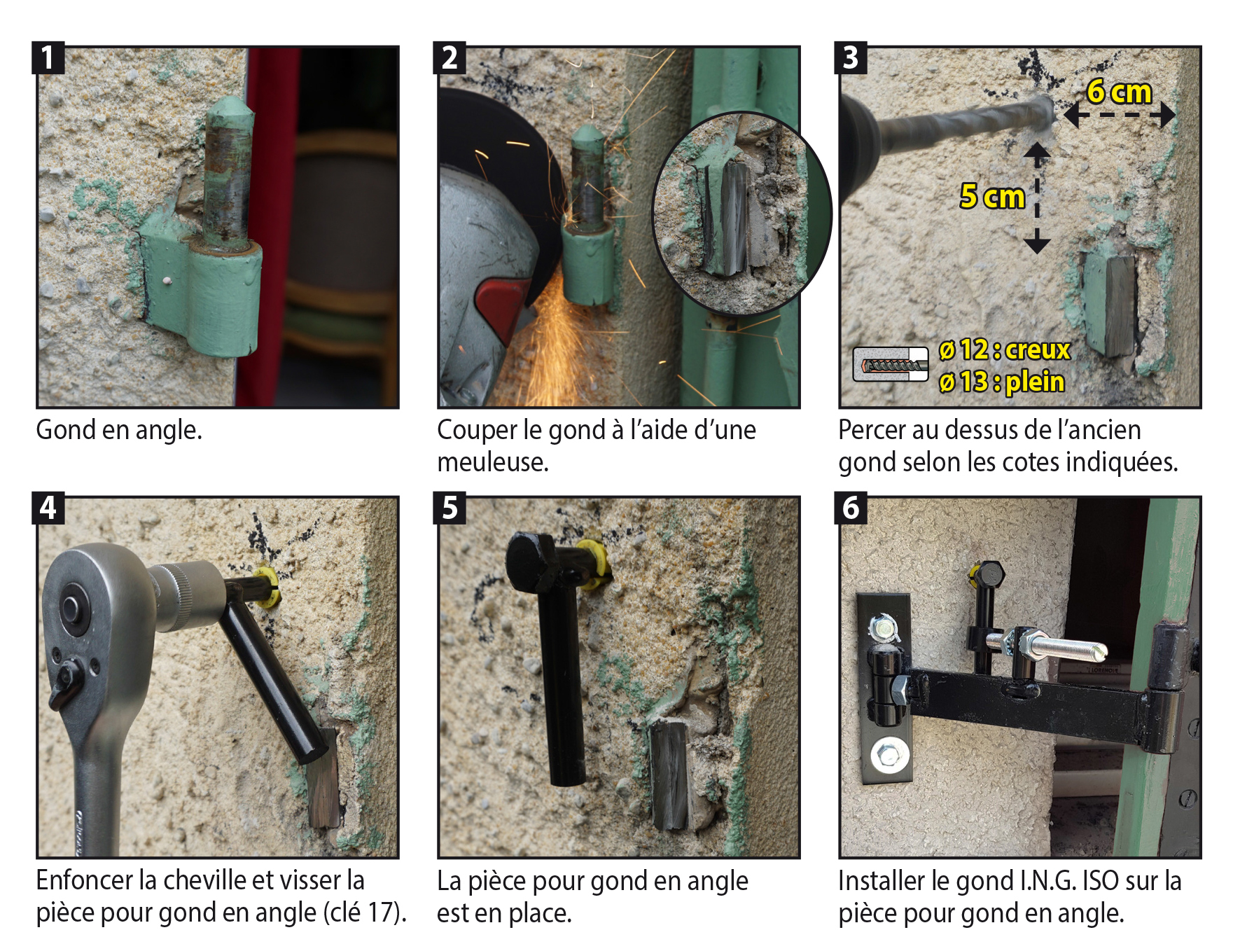 PIECE POUR GOND EN ANGLE - mise en oeuvre