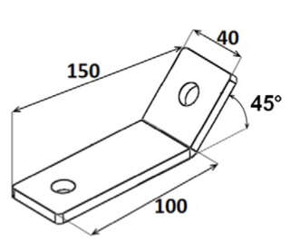 ÉQUERRE OUVERTE 45° schéma technique