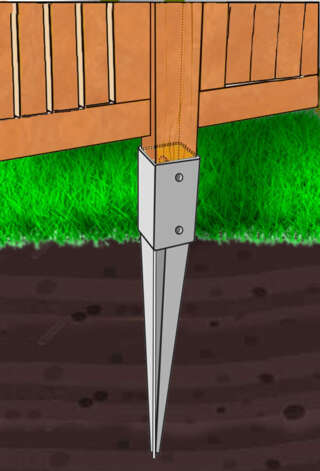 Pied de poteau à planter en situation