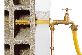 Cheville robinet de puisage avec isolation extérieure vue en coupe