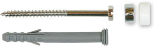 Long wall plug + double cap fixing for fitting WC and bidet
