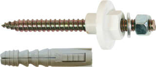 Fixing for sinks and wall-hung toilets with eccentric washer