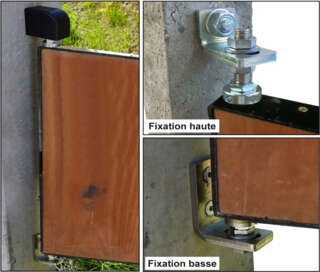 Pivot hinge for wooden gate without step; to be anchored