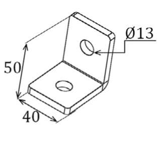ÉQUERRE ASSEMBLAGE 2 trous 90° schéma technique