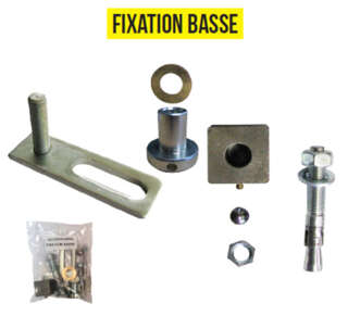 Pivot de portail à cheviller pour portail acier avec seuil - 1 trou - Fixation Basse