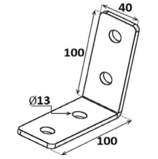 ÉQUERRE ASSEMBLAGE 4 trous 90° schéma technique