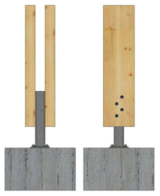 Pied de poteau pour moise en situation