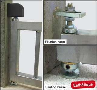 Pivot hinge for steel gate with step; to be anchored with resin