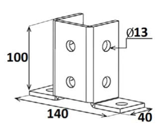 ÉQUERRE 3 FACES 90° schéma technique