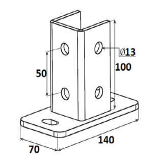 PIED PROFIL ACIER LOURD schéma technique
