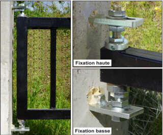 Pivot hinge for steel gate without step; to be anchored with resin