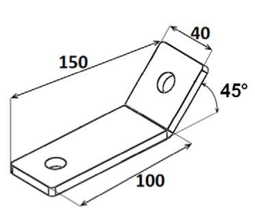 ÉQUERRE OUVERTE 45° schéma technique