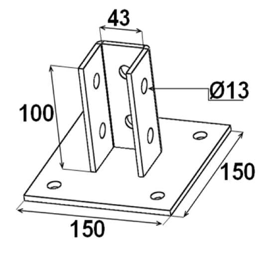 pied-profil-acier-carre-schema-technique