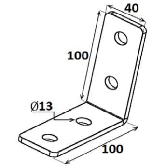 ÉQUERRE ASSEMBLAGE 4 trous 90° schéma technique