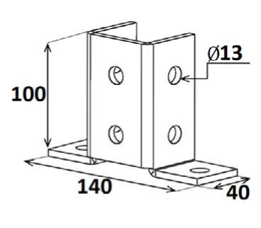 ÉQUERRE 3 FACES 90° schéma technique