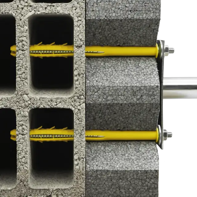 Fixation parabole ISO - vue en coupe