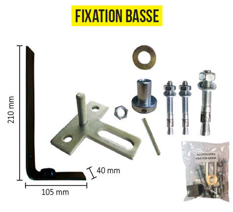 Pivot de portail à cheviller pour portail bois avec seuil - Fixation Basse